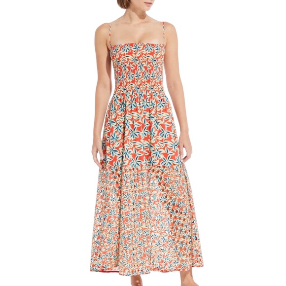 SOLID & STRIPED Dresses & Skirts - $268 NWOT Solid & Striped Red Kennedy Floral Smocked Eyelet Cotton Midi Dress S